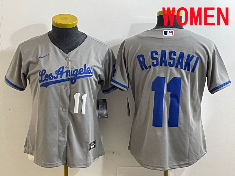 Women Los Angeles Dodgers 11 R.Sasaki Grey Game 2025 Nike MLB Jersey style 8